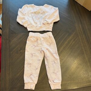 Disney Princesses Pink Bow Print Sweatshirt and Jogger Set - 3T